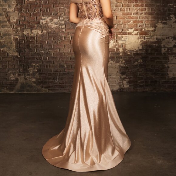 Gold,blue,black,off shoulder long beaded formal prom evening party plus size - Picture 5 of 10